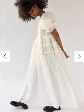 Sister Jane Ivory Puff-Sleeve Floral Maxi Dress